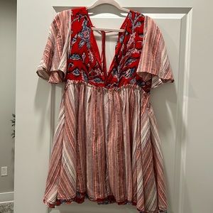Red Free People Tunic Shirt/Dress